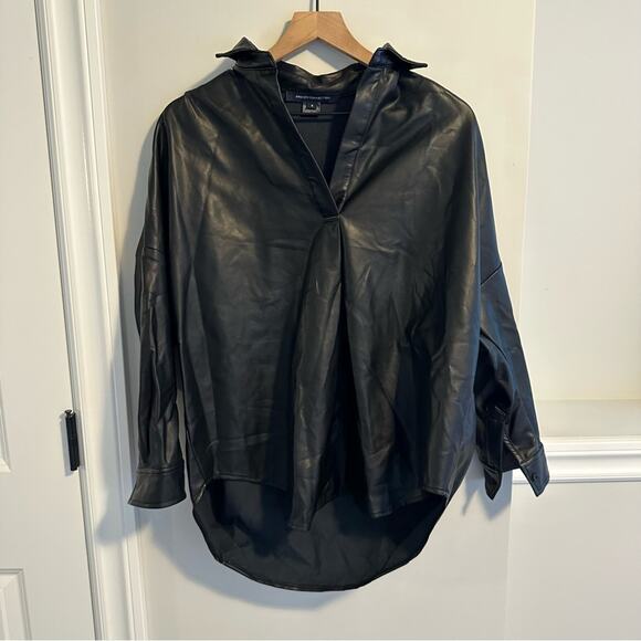 French Connection Faux Leather Top Small - Picture 4 of 9